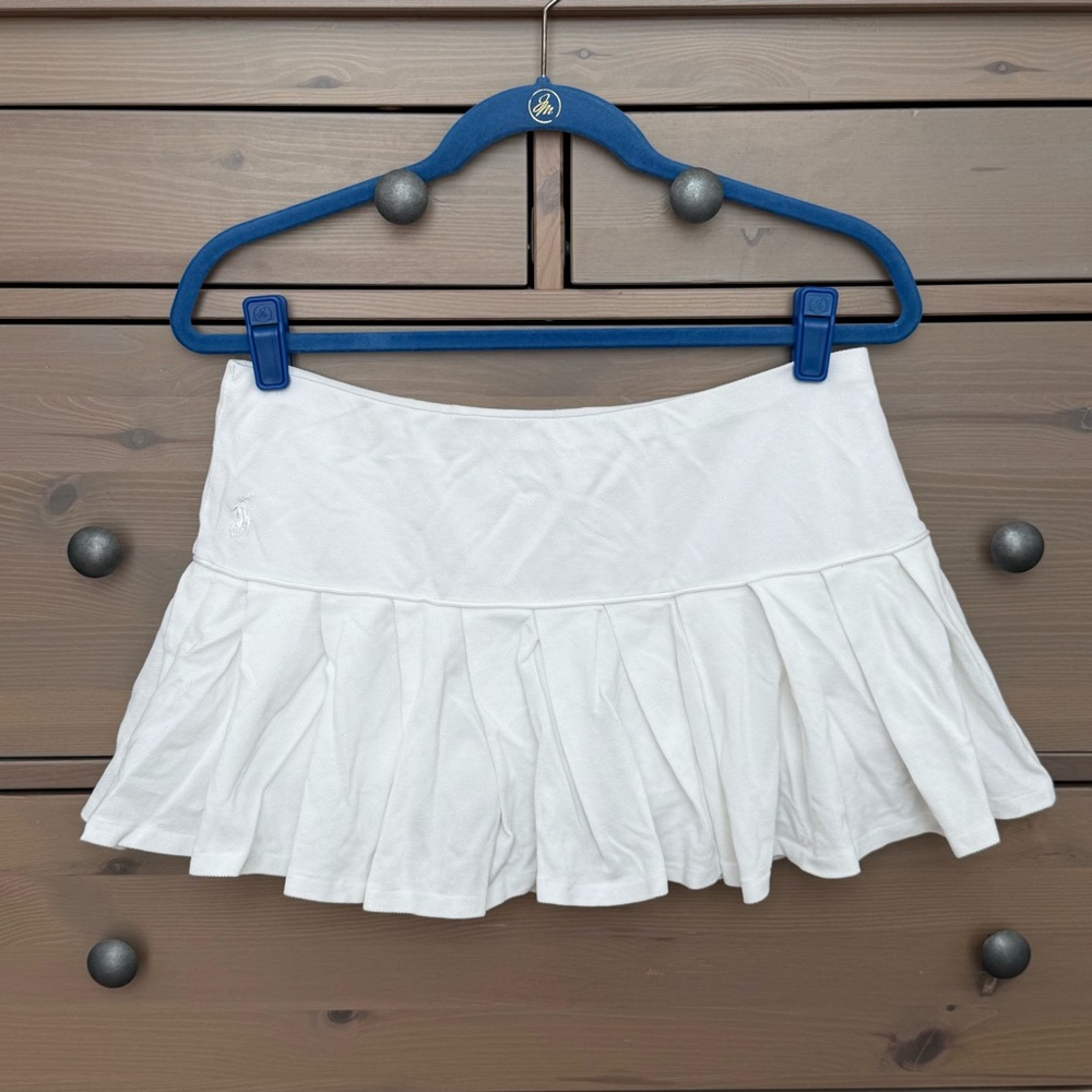 Ralph Lauren Cotton Pique Pleated Tennis Skirt - White, Size Medium